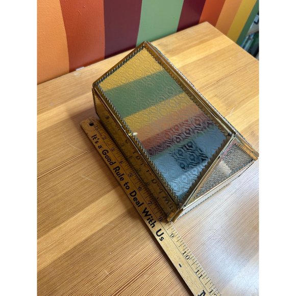 Vintage brass and glass mirrored jewellery box catch all - Picture 6 of 6